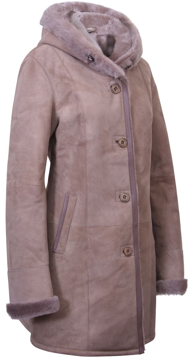 Kapuzenparka aus Wildleder und Lammfell