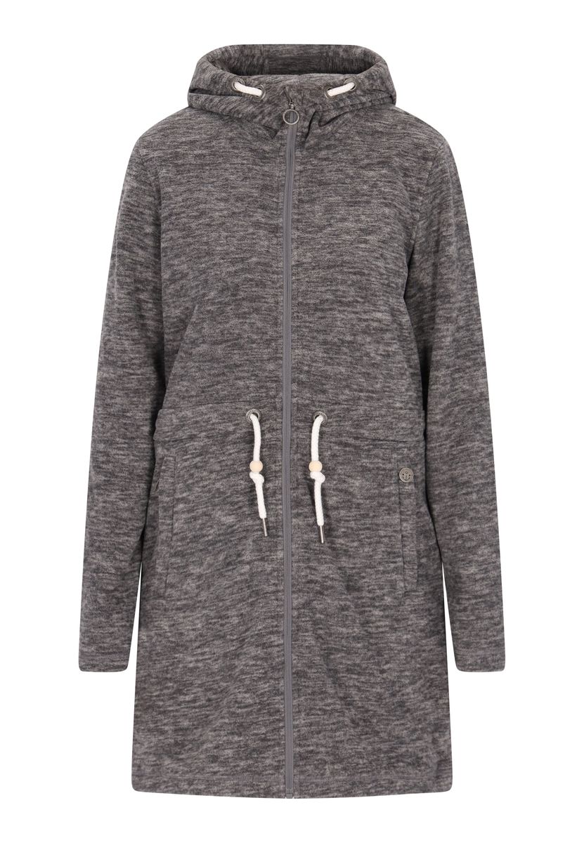 Mittellanger Fleece-Mantel mit Kapuze