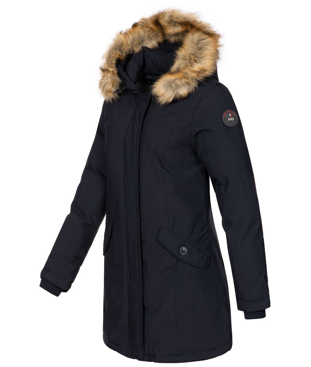 Gefütterter Parka mit Kunstfell-Kapuze