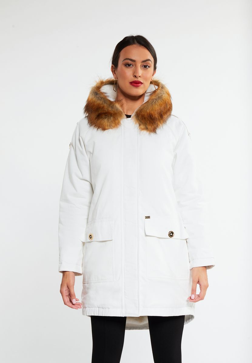 Eleganter Parka mit Webpelzkapuze