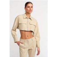 Gekürzte Utility-Jacke aus Baumwollpopeline