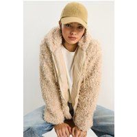 Strukturierte Teddyjacke mit Kapuze