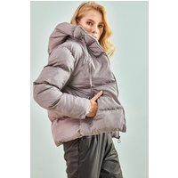 Locker geschnittene Pufferjacke mit Kapuze