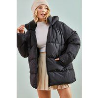 Oversize Steppmantel mit Kapuze