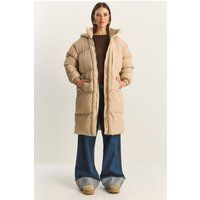 Oversized Midi-Steppjacke mit Kapuze