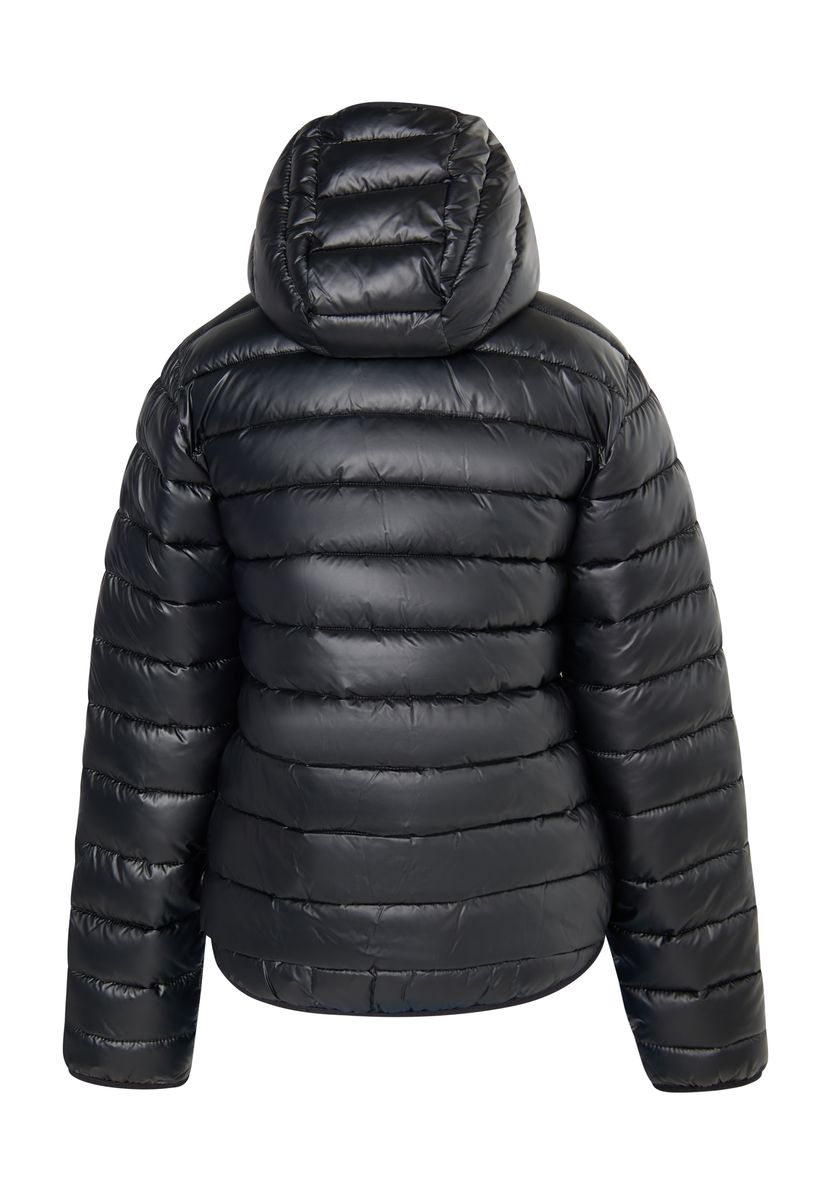 Glänzende Steppjacke mit Kapuze