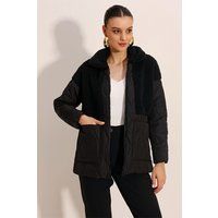 Gesteppte Jacke mit Teddyfell-Einsatz