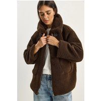 Oversize-Teddy-Fleecejacke mit Reißverschluss