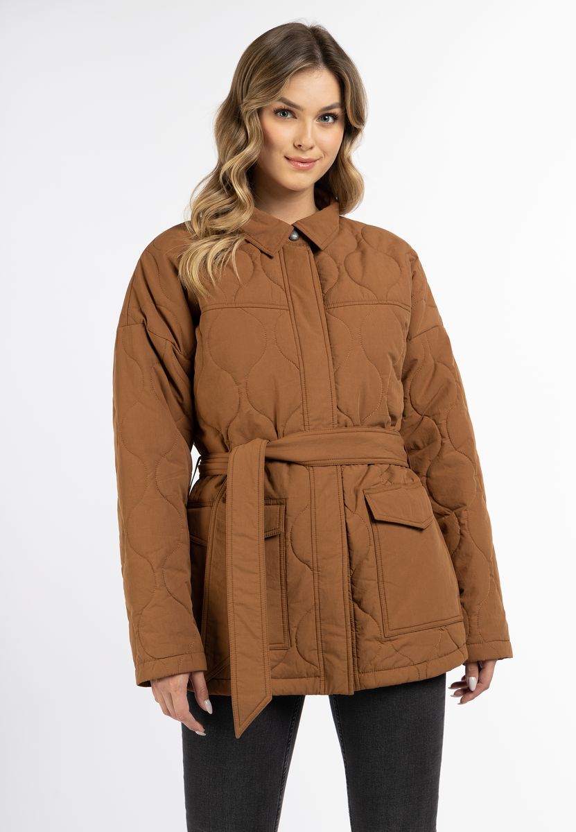 Gesteppte Baumwolljacke mit Bindegürtel