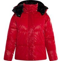 Glänzende Steppjacke mit Kapuze