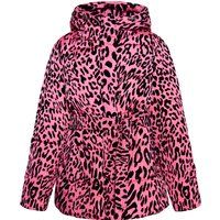 Gürtel-Steppjacke mit Leopardenmuster