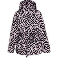 Gürtel-Steppjacke mit Zebra-Print