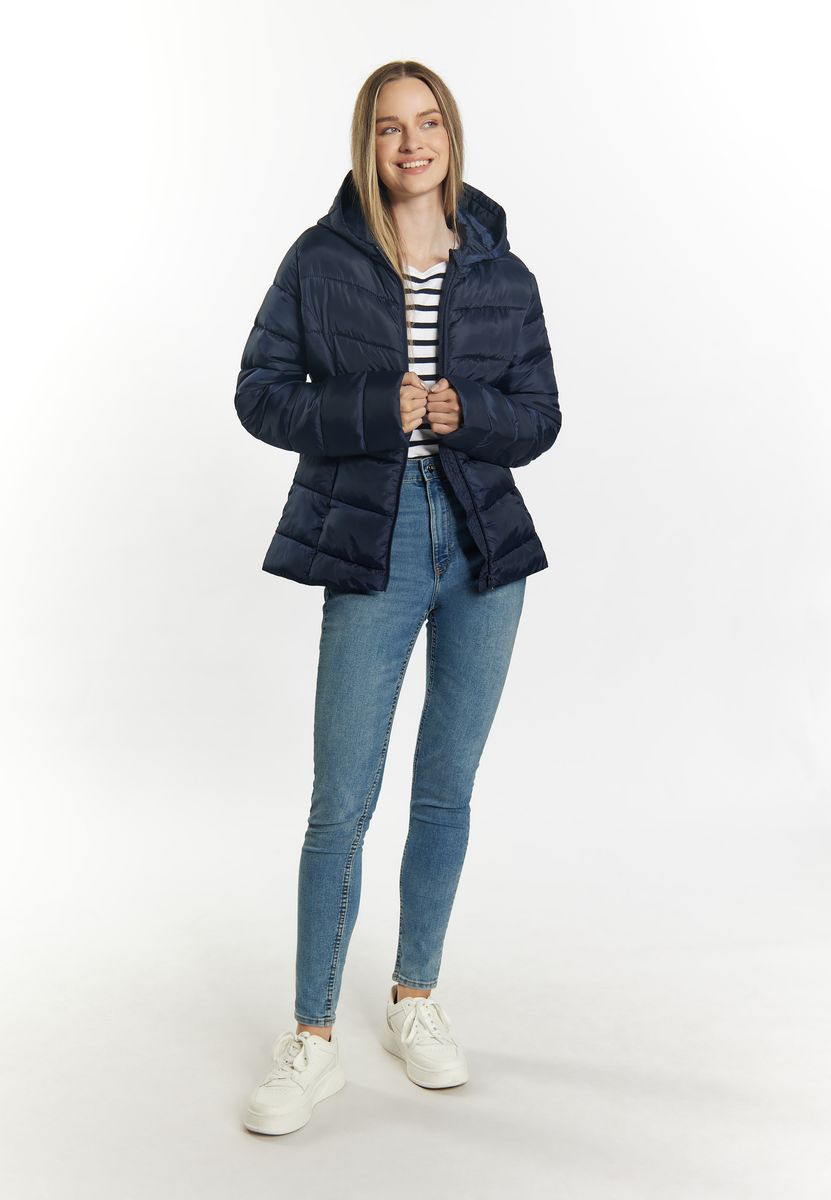 Leichte glänzende Steppjacke mit Kapuze