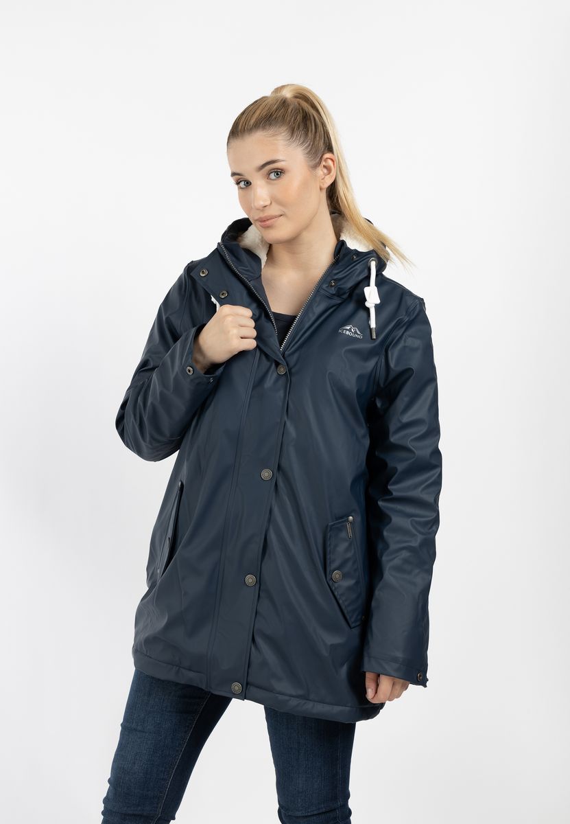 Gefütterte Regenjacke mit Teddy-Innenfutter