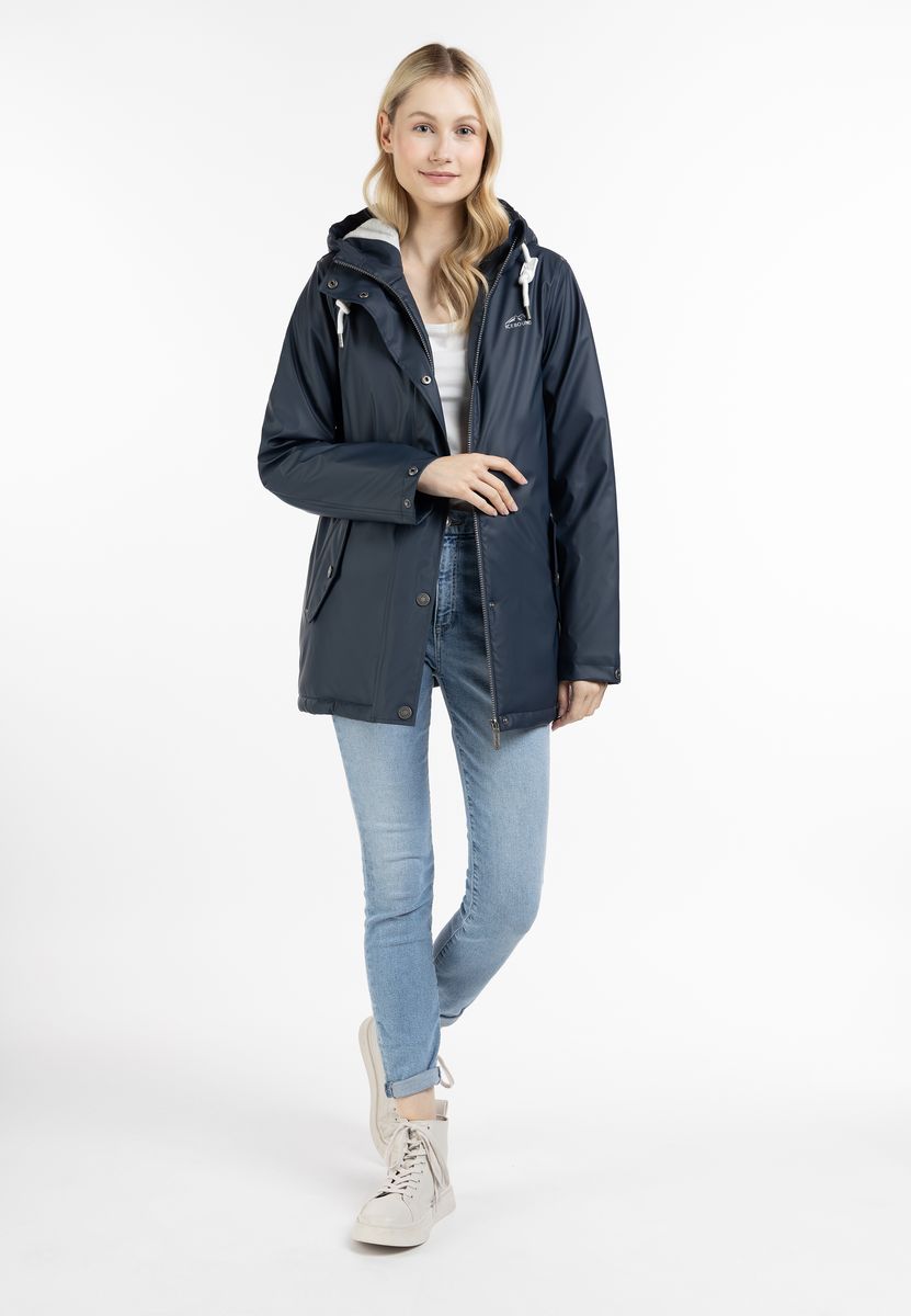 Wattierter Regenparka mit Kapuze