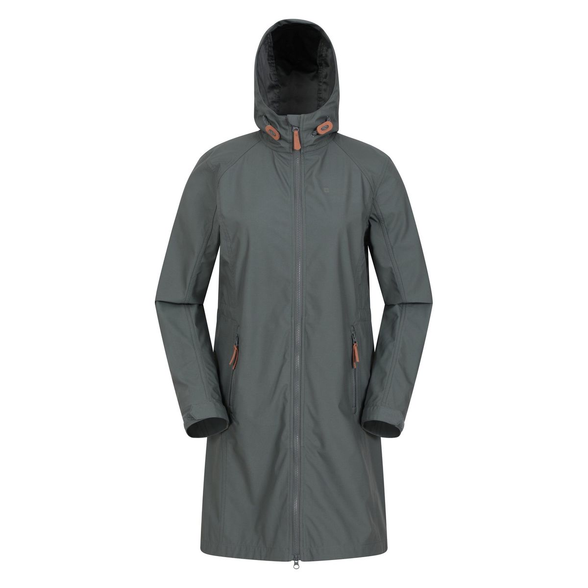 Lange Softshelljacke mit Kapuze