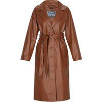 Eleganter langer Leder-Trenchcoat