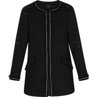 Strukturierte Glitzer-Tweedjacke im Langschnitt