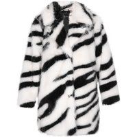 Auffälliger Webpelzmantel im Zebra-Look