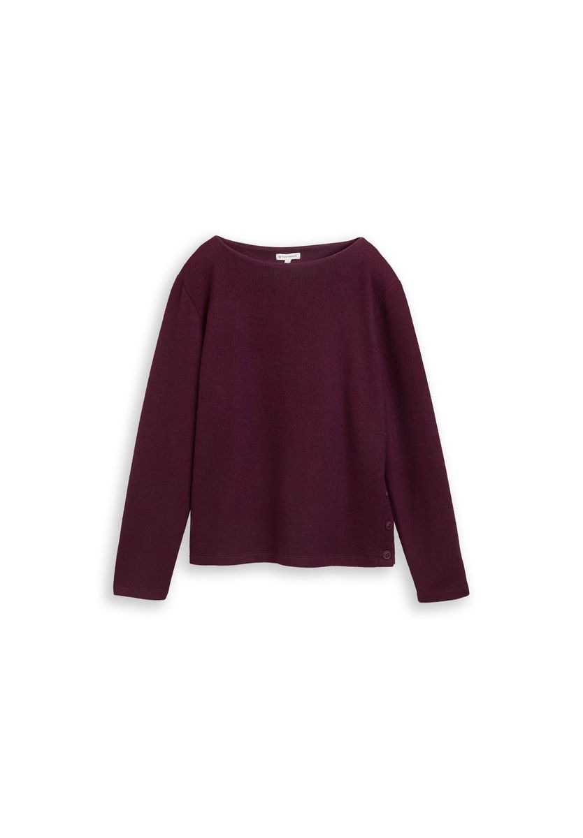 Soft-Touch Rippstrick-Sweatshirt mit U-Boot-Ausschnitt