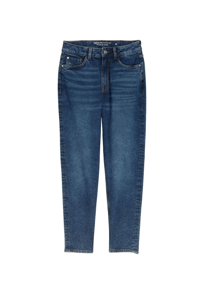 Hoch taillierte Mom-Jeans mit schmalem Bein