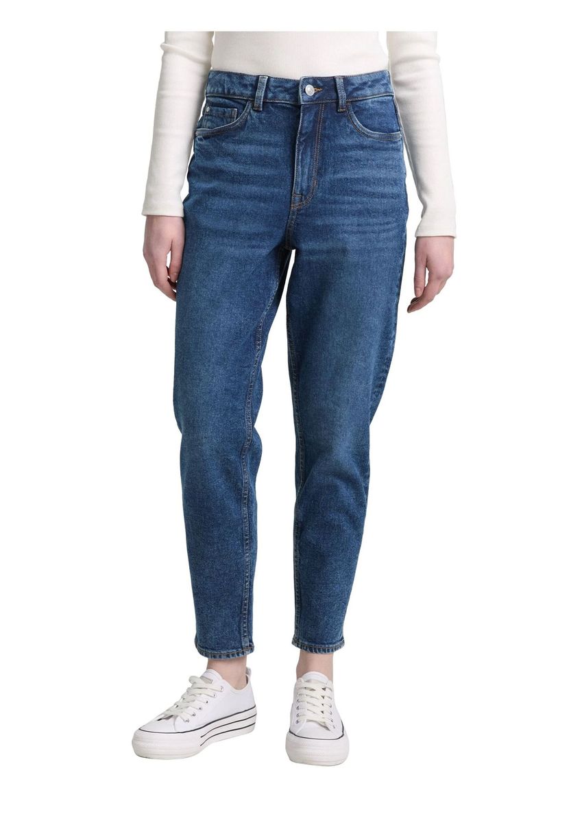 Hoch taillierte Mom-Jeans mit schmalem Bein