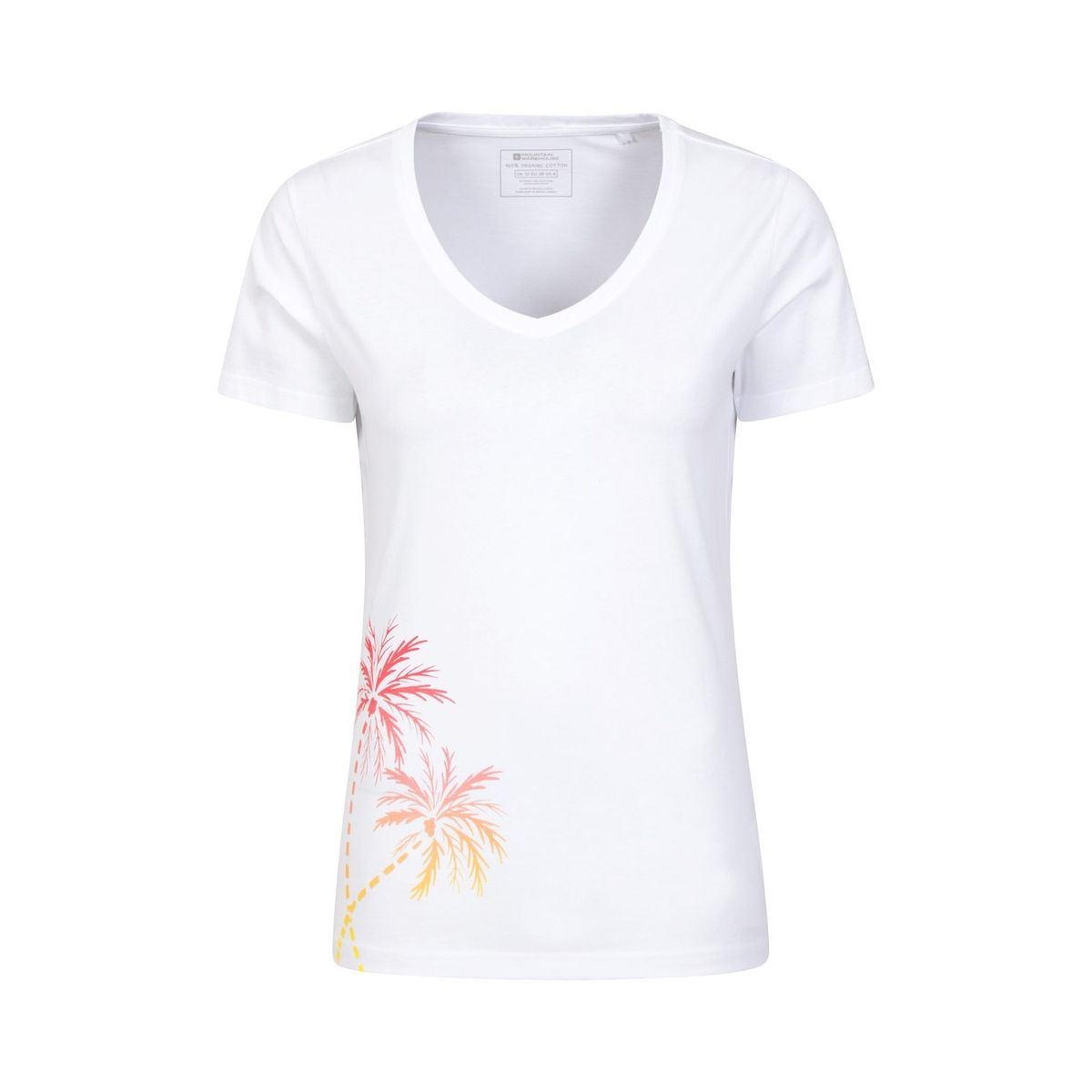 T-Shirt mit Palmenprint und V-Ausschnitt