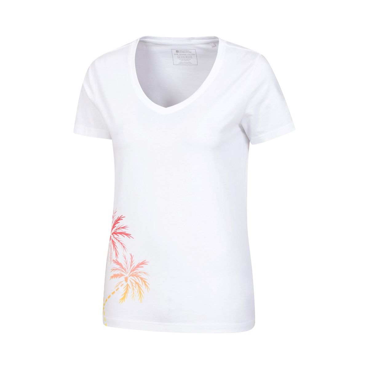 T-Shirt mit Palmenprint und V-Ausschnitt