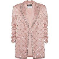 Satin-Boyfriend-Blazer mit Kristallverzierung