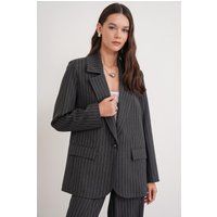 Gestreifter Einreihiger Oversize-Blazer