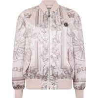 Oversized Satin-Bomberjacke mit Schmetterlingsprint