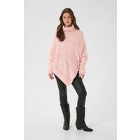 Grobstrick-Poncho mit Rollkragen und asymmetrischem Saum