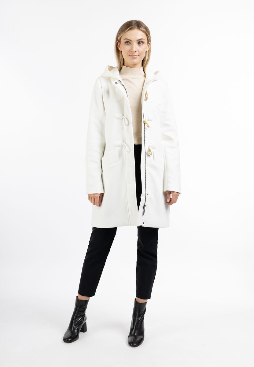 Klassischer Dufflecoat mit Kapuze und Wollanteil