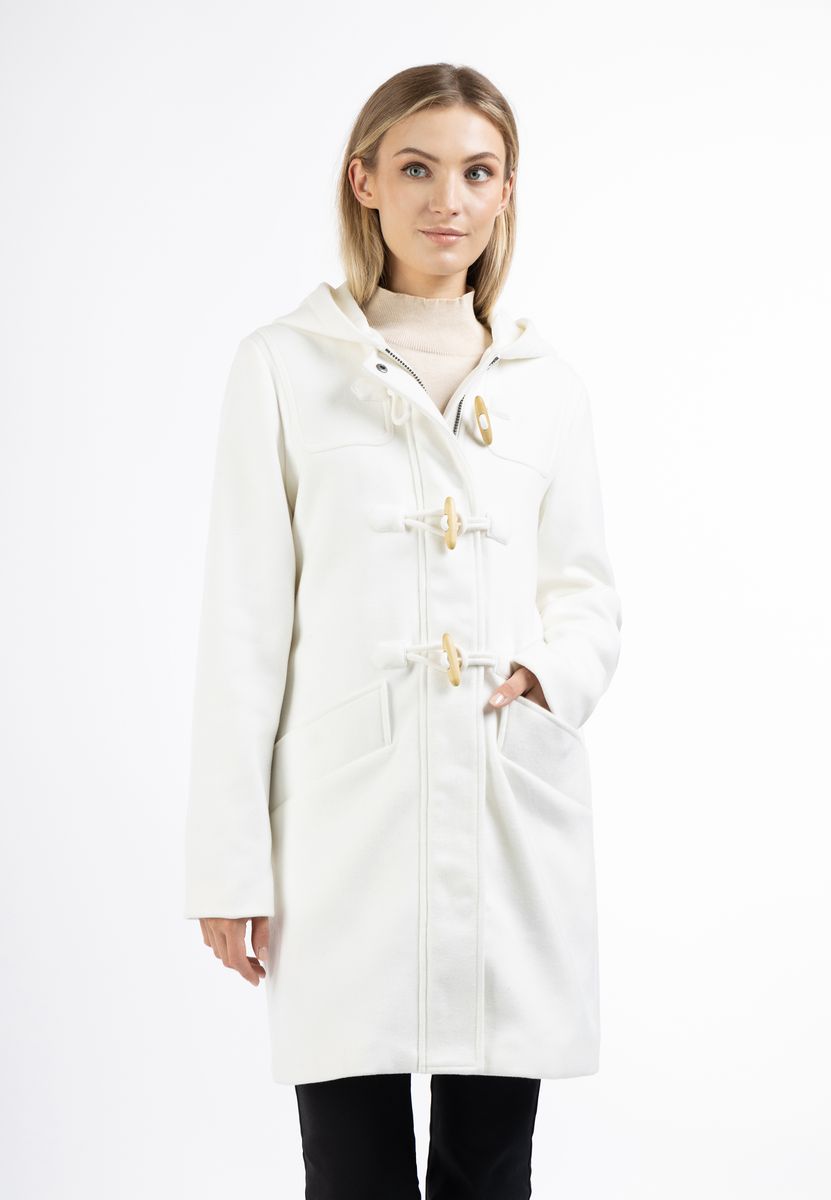 Klassischer Dufflecoat mit Kapuze und Wollanteil