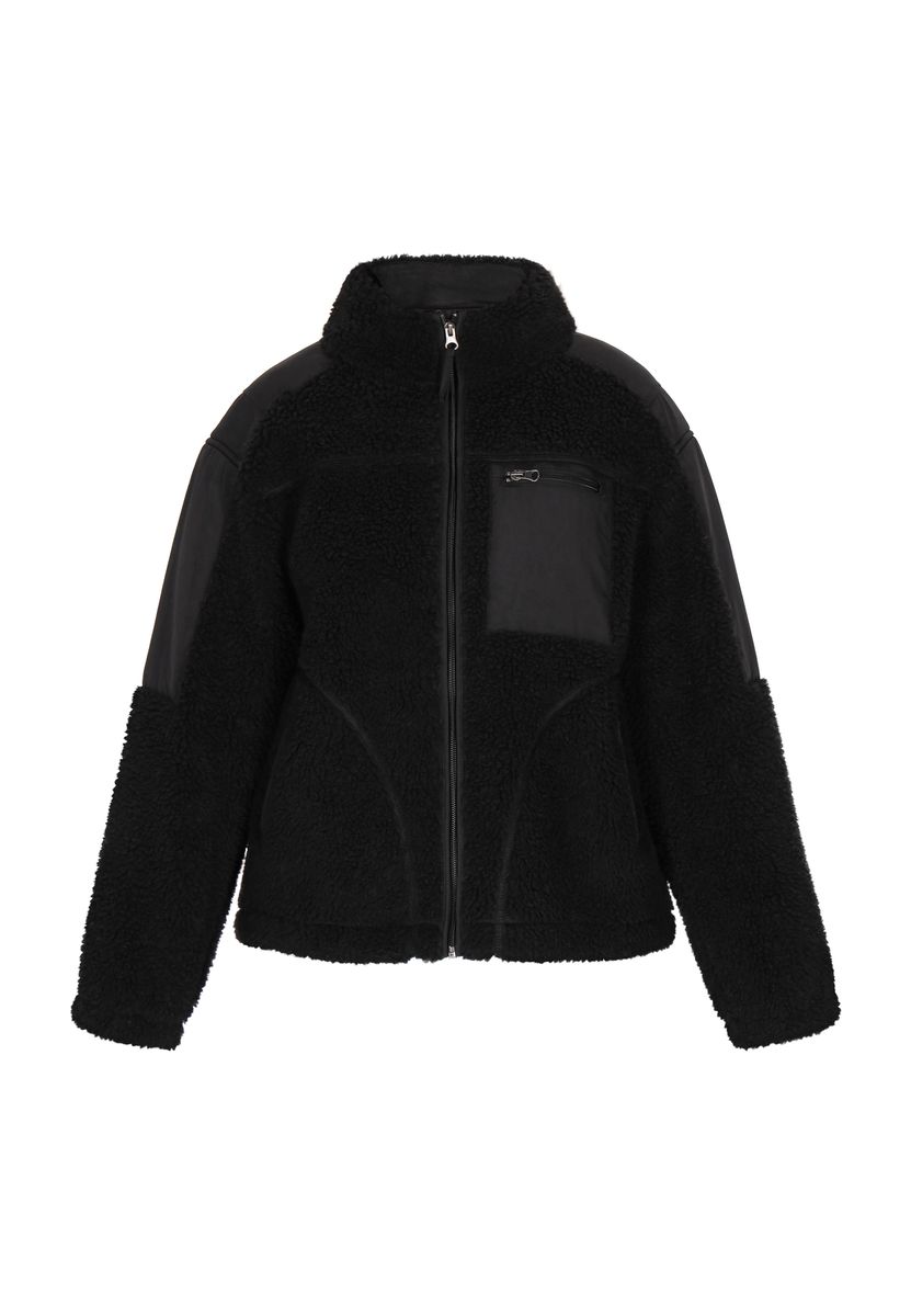 Teddy-Fleecejacke mit Kontrasttasche