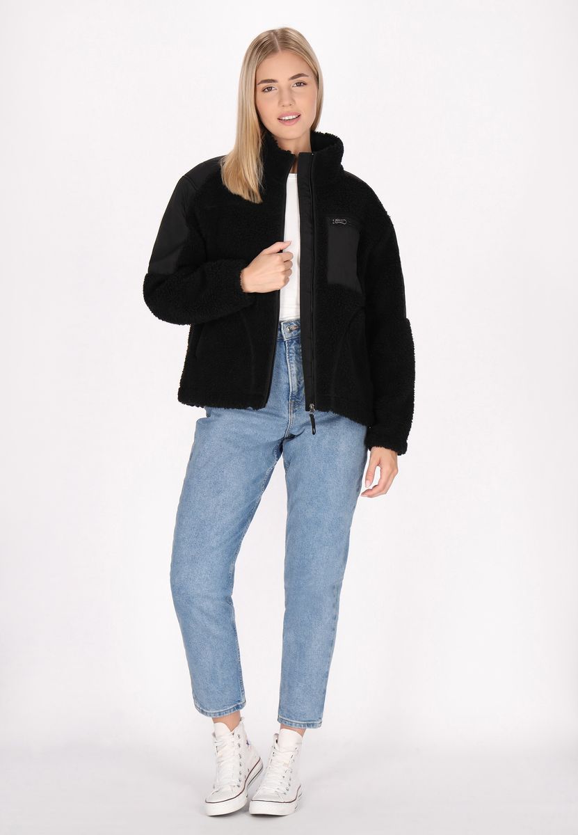 Teddy-Fleecejacke mit Kontrasttasche