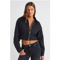 Verkürzte Popeline-Jacke mit Reißverschluss