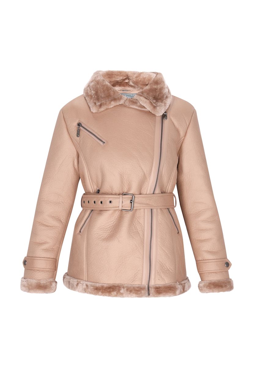 Gefütterte Pilotenjacke mit Gürtel