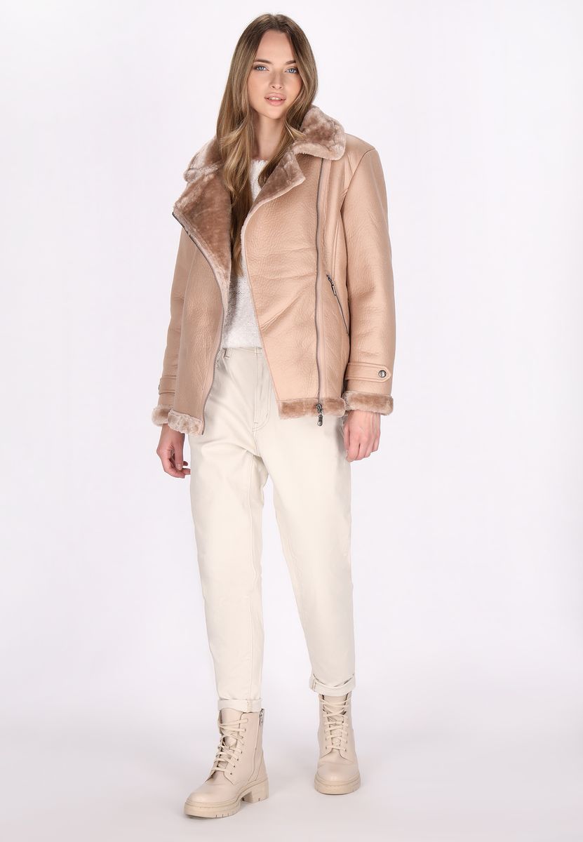 Gefütterte Pilotenjacke mit Gürtel