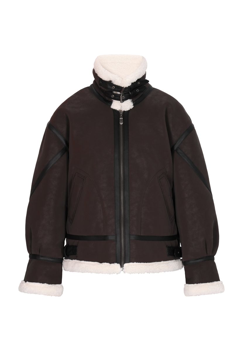 Aviatorjacke in Lammfell-Optik