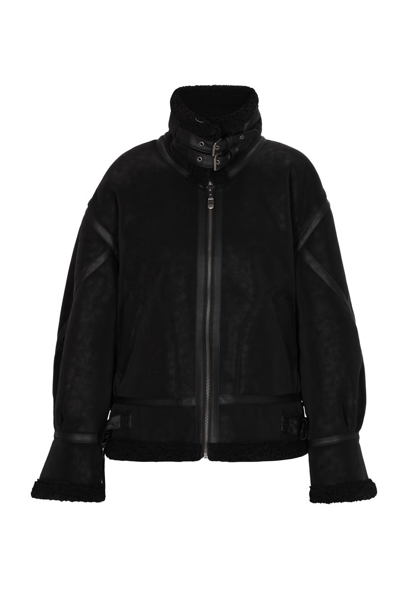 Oversized Shearling-Jacke im Aviator-Stil