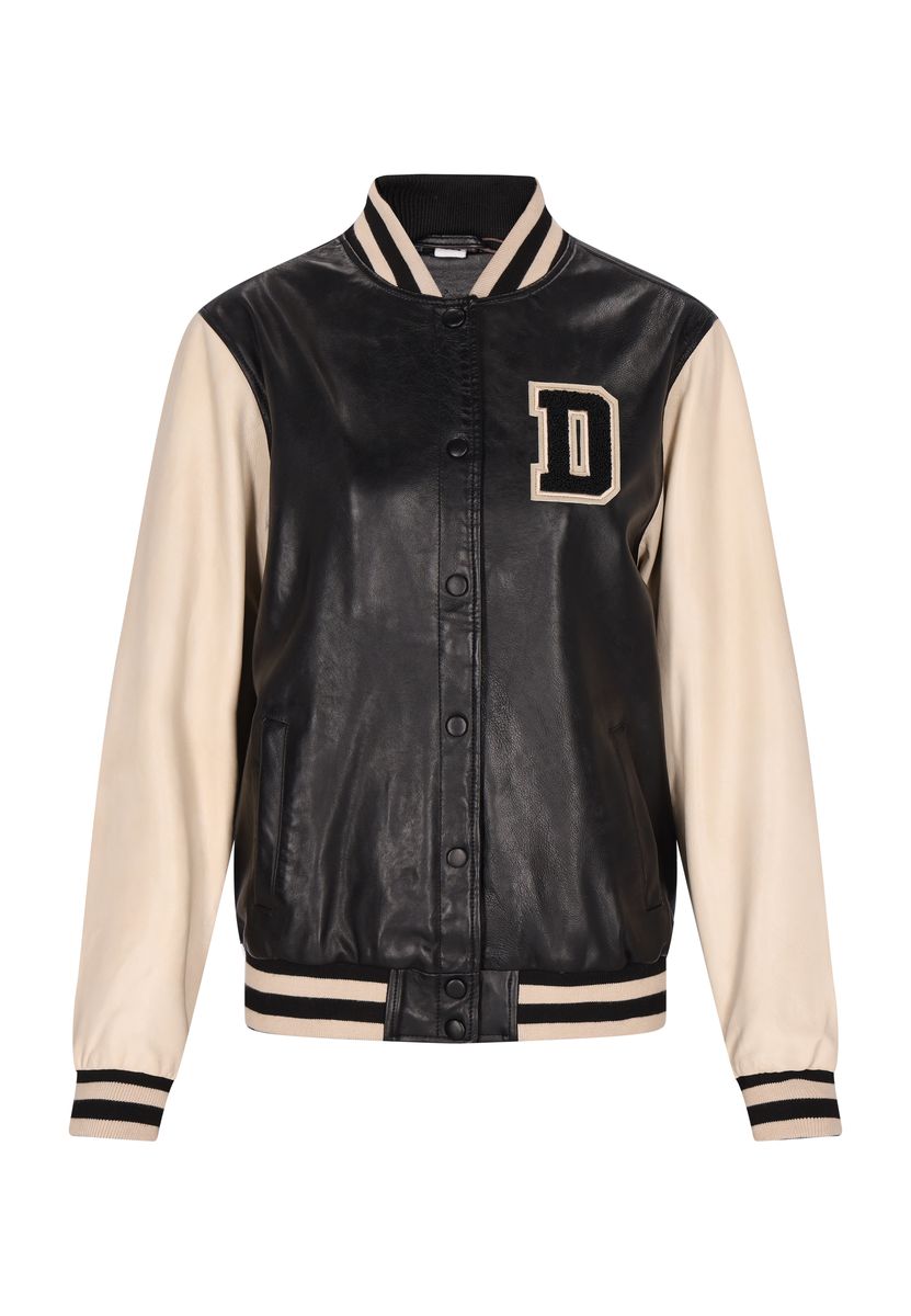 Leder-Collegejacke im Varsity Stil