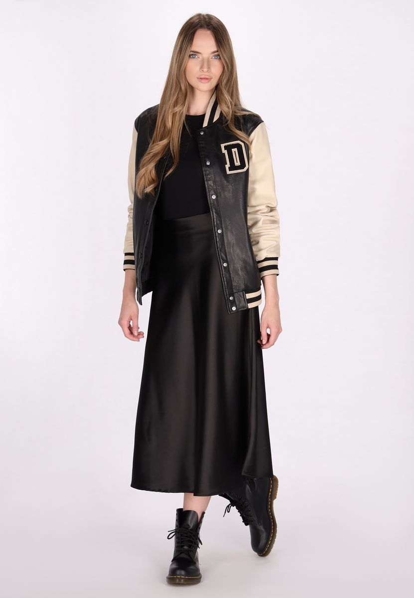 Leder-Collegejacke im Varsity Stil