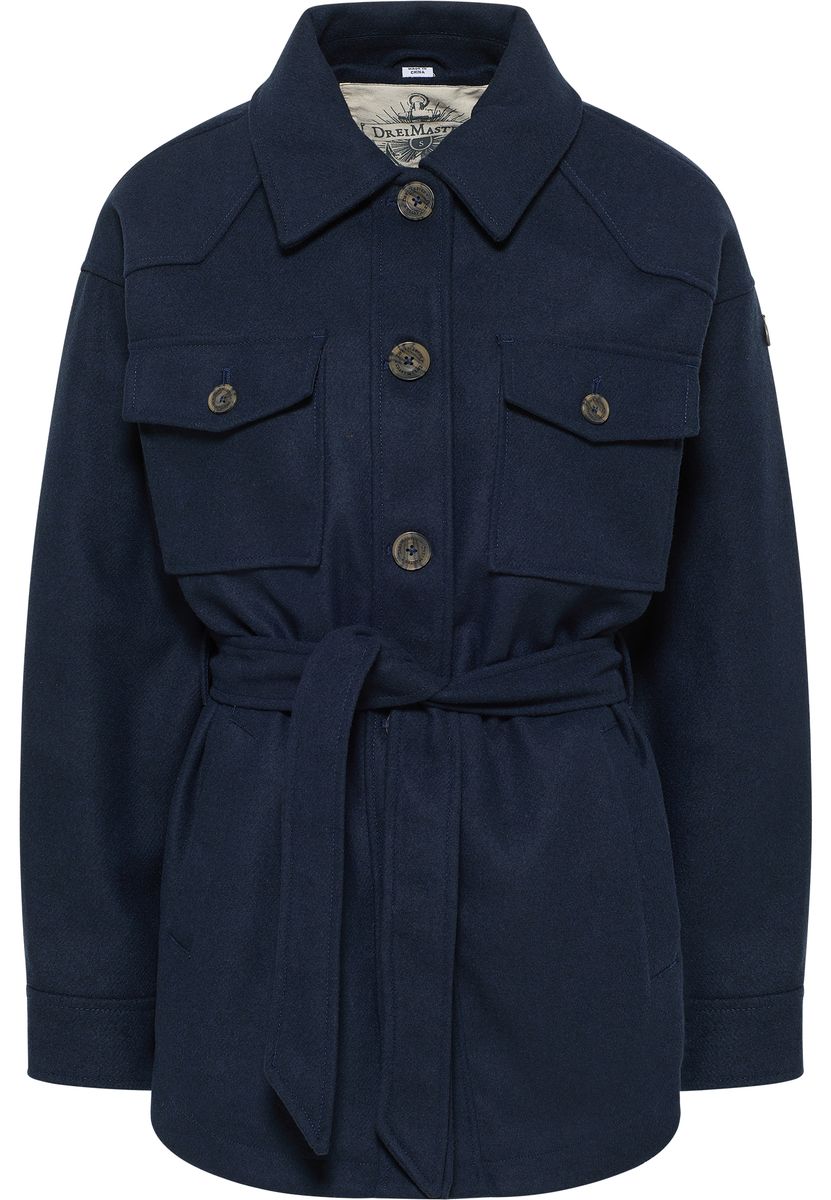 Wollmischung Hemdjacke mit Gürtel