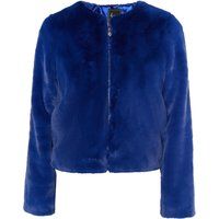 Elegante kragenlose Kunstfelljacke