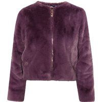 Elegante kragenlose Kunstfelljacke