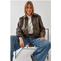 Oversize-Hemdjacke aus Kunstleder