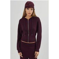 Fleece-Kapuzenjacke mit Reißverschluss und Rippbündchen