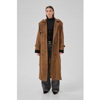 Doppelreihiger Oversize-Trenchcoat aus Wildleder
