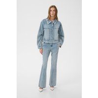 Kastenförmige Jeansjacke mit Fransenkragen